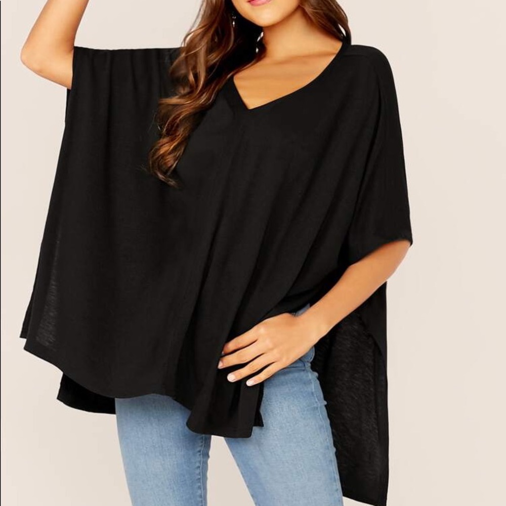 Black flowy box top